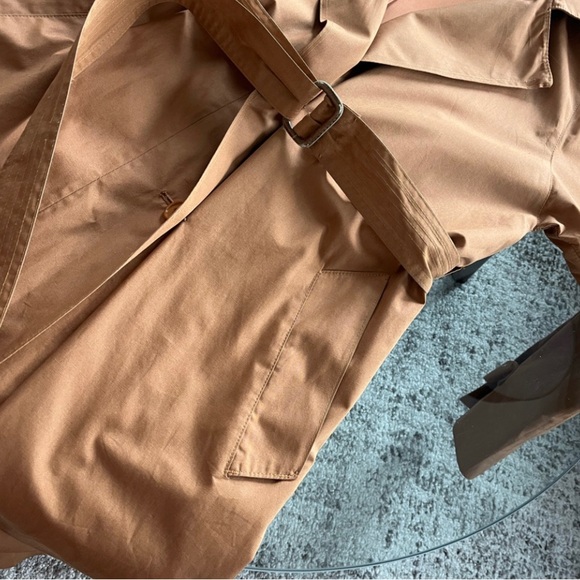 Vintage 70s Single Breasted Trench Brown modest Cotagecore Coat Sz S - Picture 9 of 13